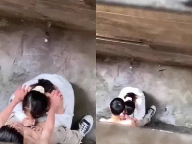 Quay lén học sinh nữ mút của quý thằng bồ ở khe nhà